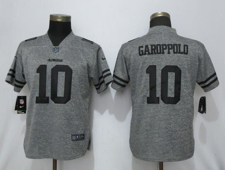 Women San Francisco 49ers 10 Garoppolo Gray Nike Vapor Untouchable Stitched Gridiron Gray Limited NFL Jerseys